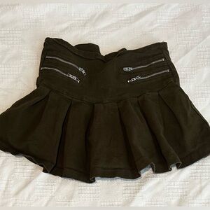 Green Pleated Mini Skirt